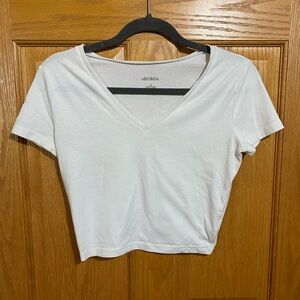 Wild Fable White Crop Fitted Short Sleeve T-Shirt